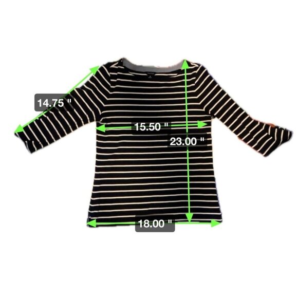 Nautica Navy Blue Boatneck Horizontal Stripe 3/4 Sleeve Pullover Top Sz M - Picture 6 of 6